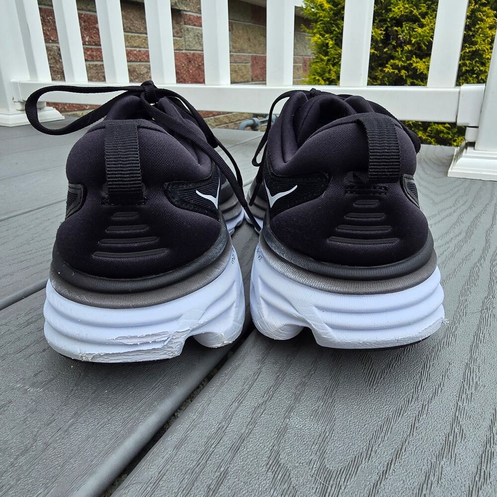 Hoka One Men's Bondi 8 Running shoes Blk/White, Size 10 - Picture 4 of 6